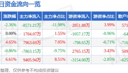 股票行情快报：远光软件（002063）2月25日主力资金净卖出8571.21万元