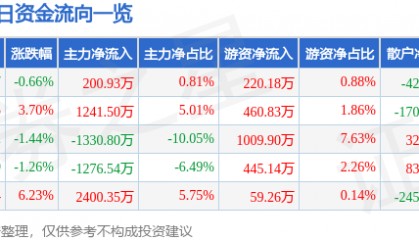 股票行情快报:森远股份(300210)8月25日主力资金净买入200.93万元