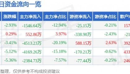 华纺股份(600448)9月25日主力资金净卖出1546.64万元