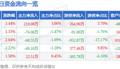 股票行情快报：大商股份（600694）7月3日主力资金净买入219.08万元