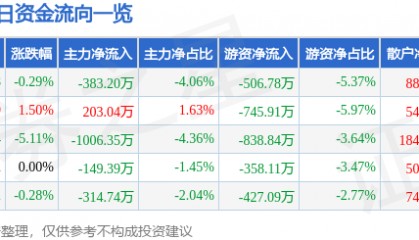 股票行情快报:华纺股份(600448)7月17日主力资金净卖出383.20万元