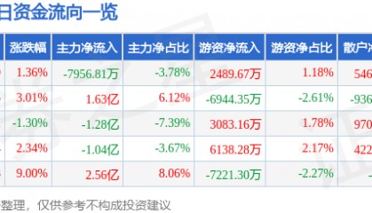 股票行情快报:首都在线(300846)8月28日主力资金净卖出7956.81万元