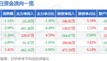 股票行情快报:学大教育(000526)1月13日主力资金净卖出55.20万元