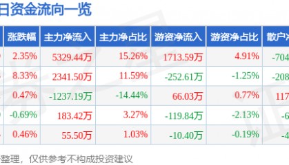 股票行情快报:海南海药(000566)2月7日主力资金净买入5329.44万元