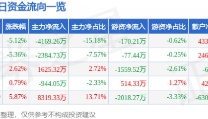 华纺股份(600448)9月22日主力资金净卖出4169.26万元