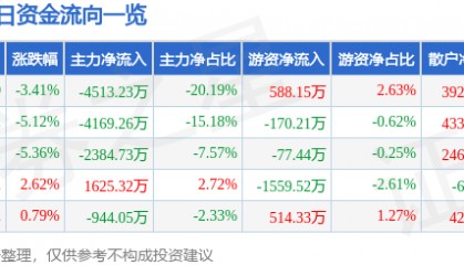 华纺股份(600448)9月23日主力资金净卖出4513.23万元